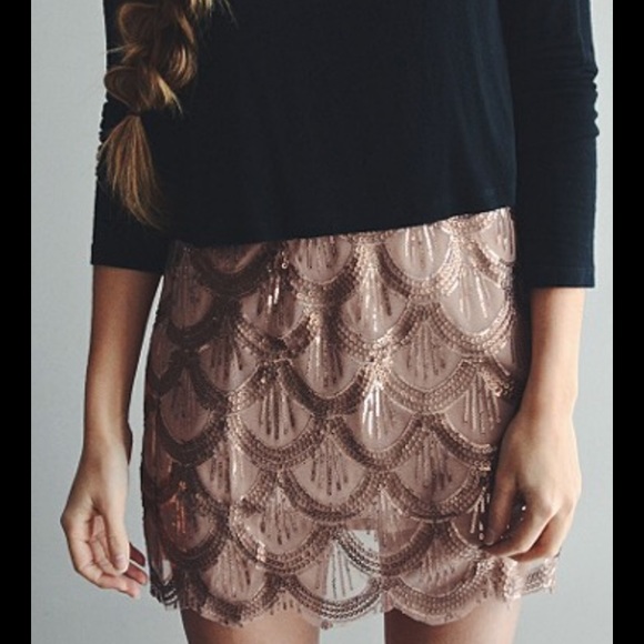 Free people gold scallop skirt - Picture 2 of 5